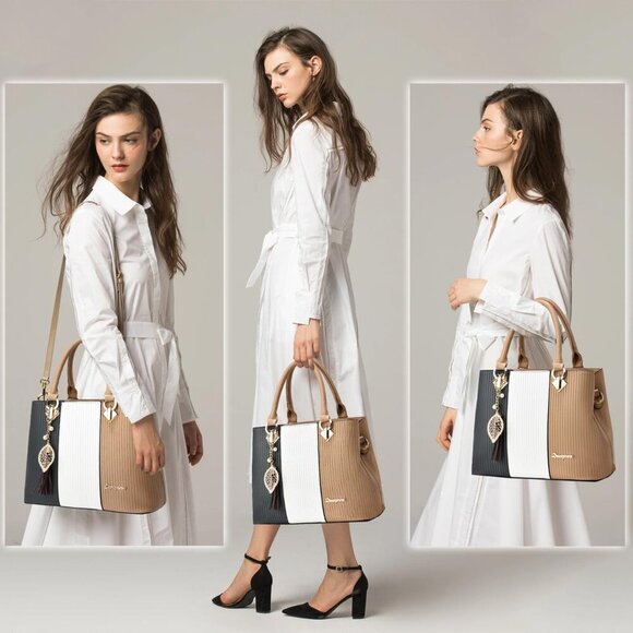 Leather Tote Handbag Women Multi-Purpose Shoulder Satchel Purse - Picture 2 of 7